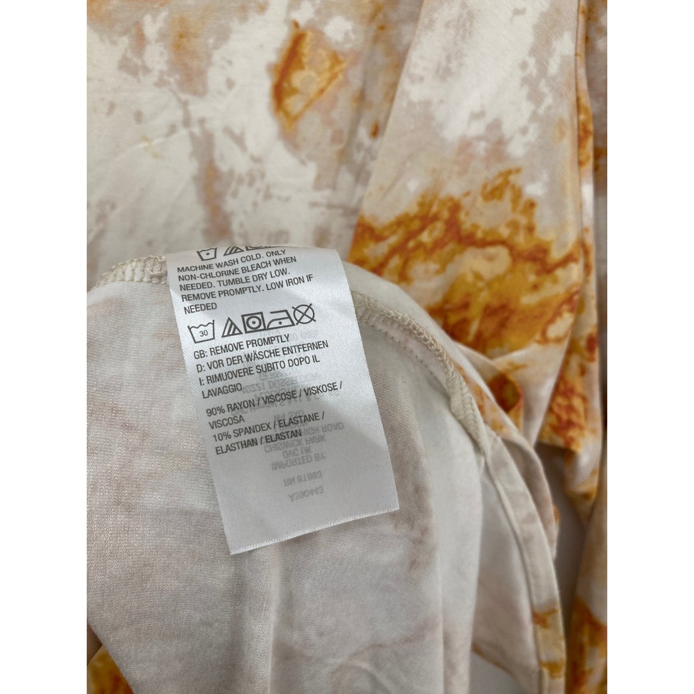 Susan Graver Tunic Size 2X Orange Marble V-Neck Kangaroo Pocket Liquid Knit - Picture 5 of 7